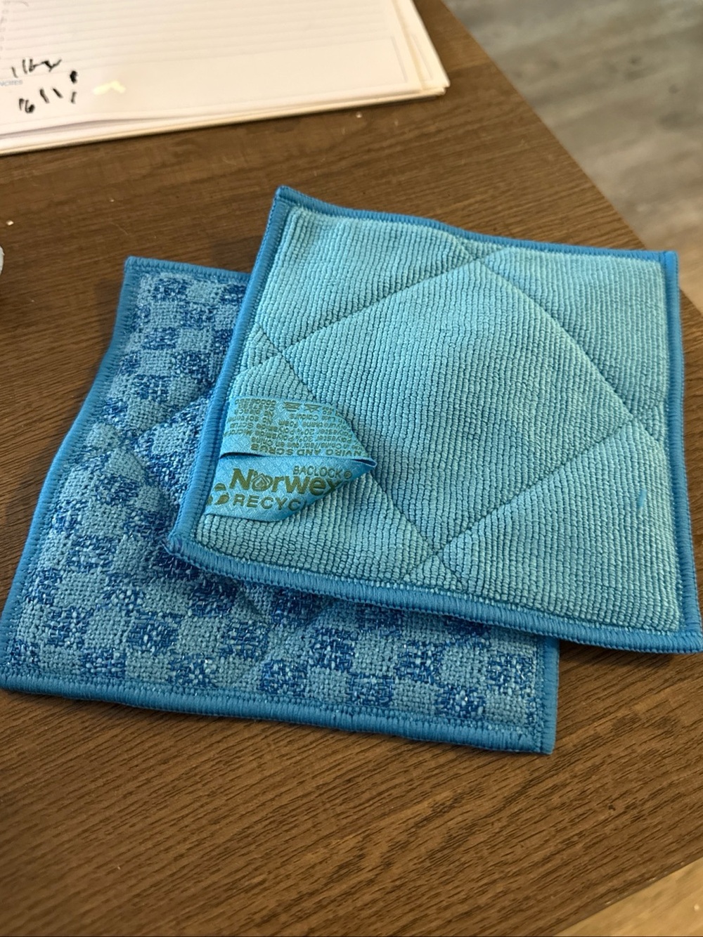 Norwex Enviro Scrub Cloths 2 Set of 6" Blue Microfiber for Dish Cleaning